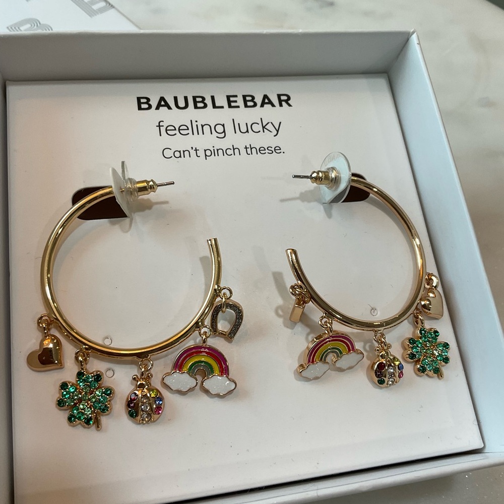 BaubleBar Lucky Charm Hoop Earrings